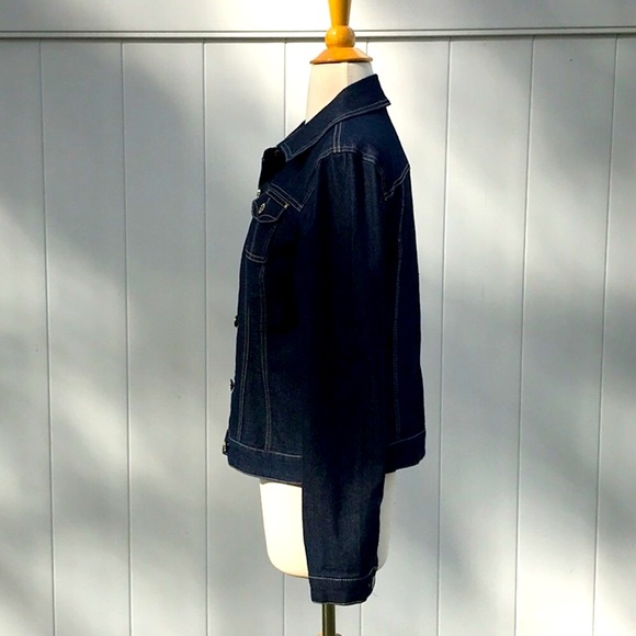 NWOT BACCINI Dark Denim Unlined Jean Jacket Size Medium - Picture 9 of 16